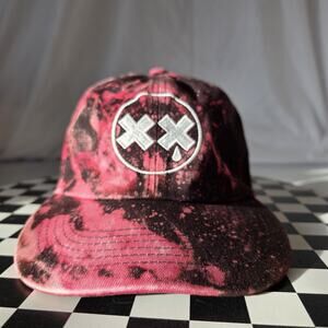 Junior H Sad Boyz Bleached Hat Pink Black Acid Wash XX Tear Logo Rare Merch